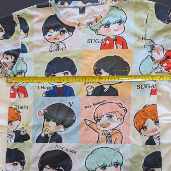 BTS Chibi All-Over Print Tee — Faded Tag (Approx. Small) — Polyester - Picture 2 of 4